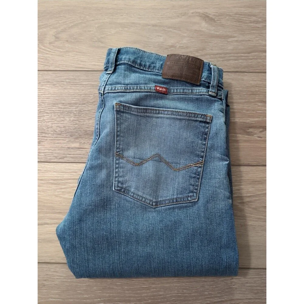 WRANGLER MEN'S BLUE JEANS Premium Quality Straight Fit Stretch Sz  30X30 GUC